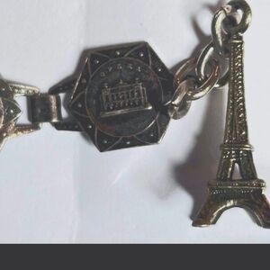 Paris Eiffel Tower Silver Charm Bracelet-Antique